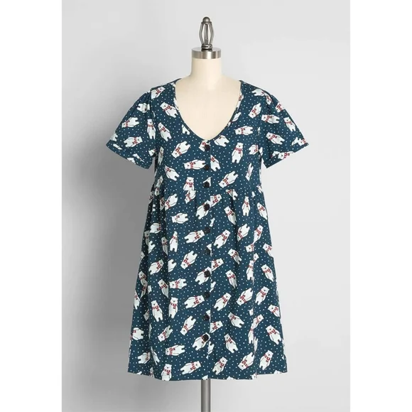NWT Modcloth Pleased With Ease Babydoll Dress Size M - Picture 1 of 8